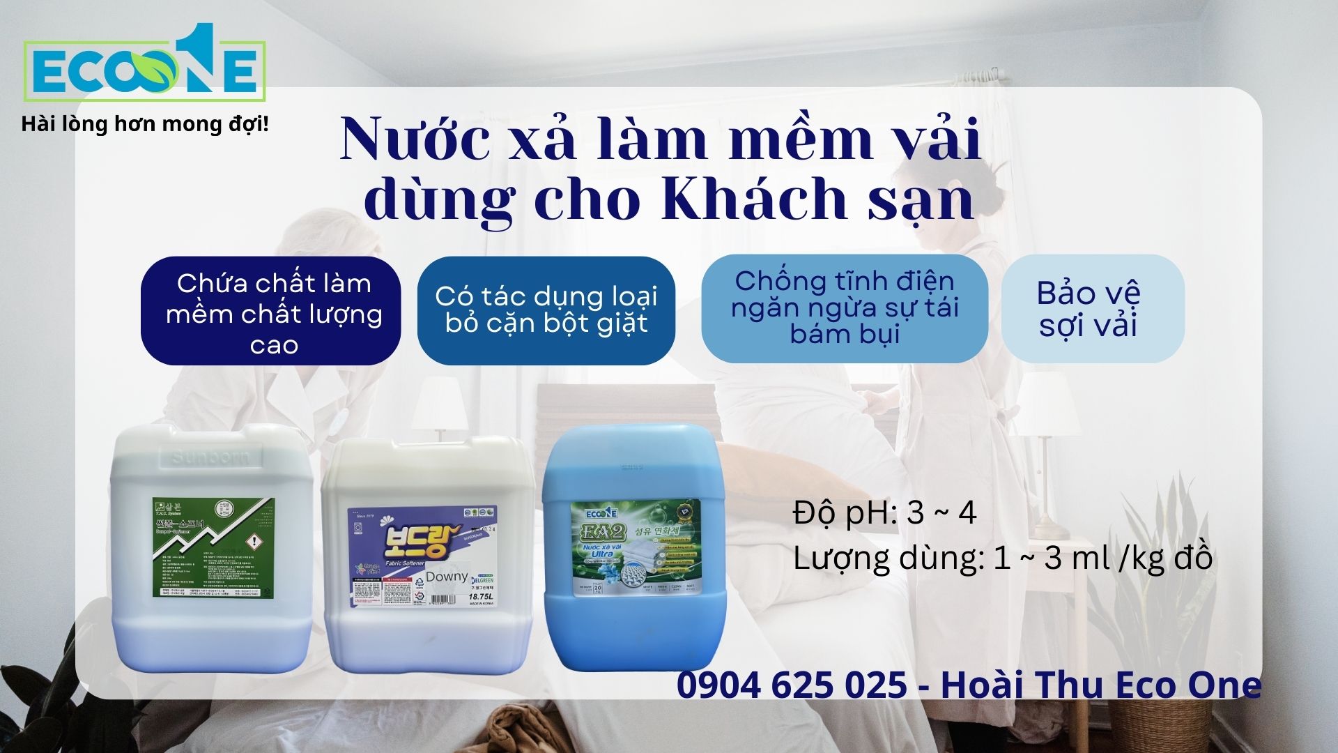 Xả làm mềm vải cho Khách sạn